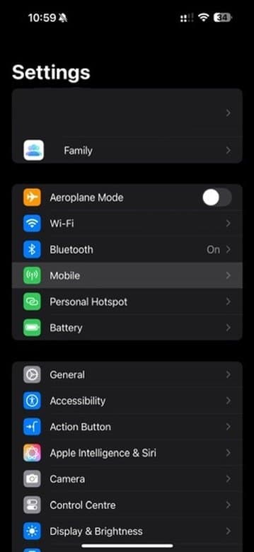 iPhone Settings App