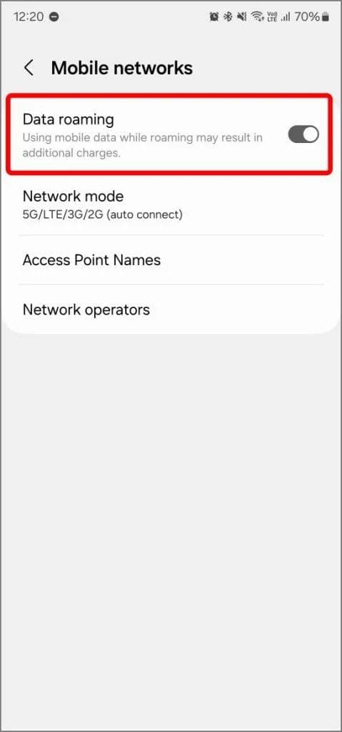 Samsung Data Roaming